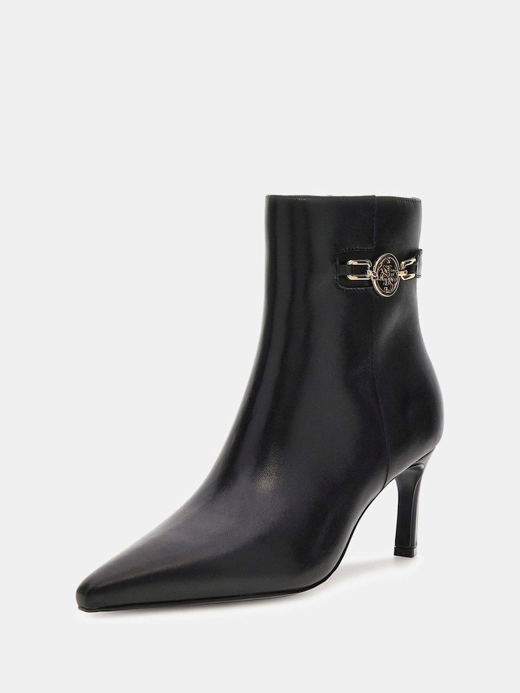 Guess Paislie Leather Logo Kitten Heel Ankle Black Boots - Bild 2 von 4