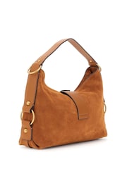 Guess Camden Suede Large Logo Slouchy Brown Bag - Image 2 of 4