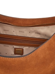 Guess Camden Suede Large Logo Slouchy Brown Bag - Image 4 of 4