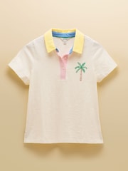 Tallie Embroidered Palm Tree Short Sleeve 100% Cotton Collared Jersey Top - Image 10 of 10