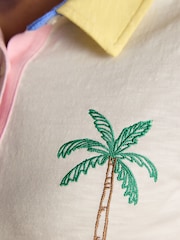 Tallie Embroidered Palm Tree Short Sleeve 100% Cotton Collared Jersey Top - Image 5 of 10