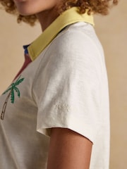 Tallie Embroidered Palm Tree Short Sleeve 100% Cotton Collared Jersey Top - Image 7 of 10