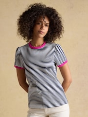 Joules Erin Navy Stripe Short Sleeve Jersey T-Shirt - Image 1 of 8