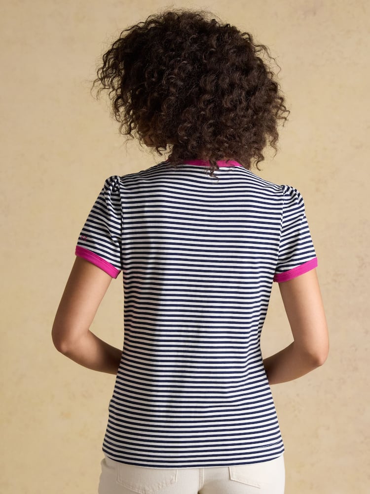 Joules Erin Navy Stripe Short Sleeve Jersey T-Shirt - Image 2 of 8