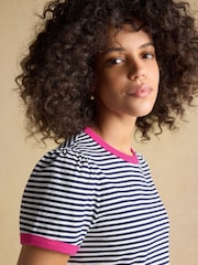 Joules Erin Navy Stripe Short Sleeve Jersey T-Shirt - Image 3 of 8