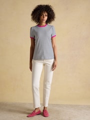 Joules Erin Navy Stripe Short Sleeve Jersey T-Shirt - Image 4 of 8