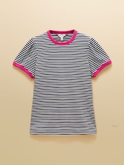 Joules Erin Navy Stripe Short Sleeve Jersey T-Shirt - Image 8 of 8