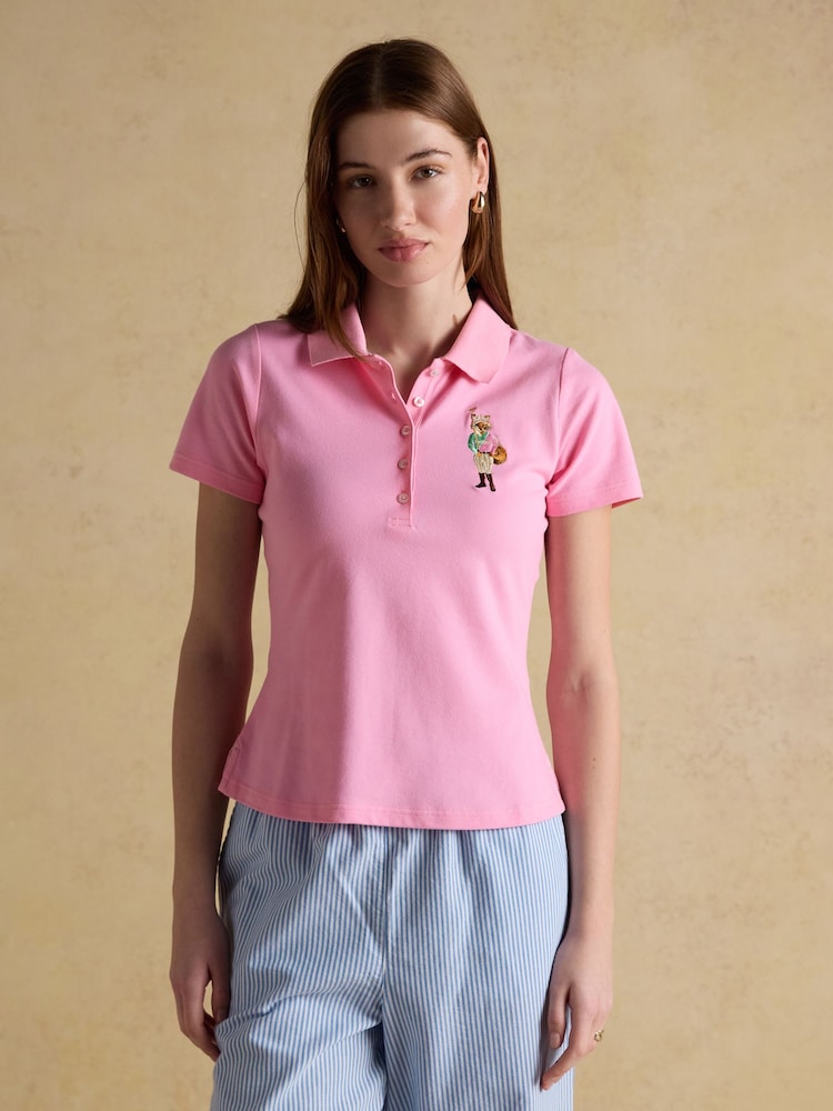 Joules Jonty Fox Pink Slim Fit Cotton Pique Polo Shirt - Image 1 of 8 Joules Jonty Fox Pink Slim Fit Cotton Pique Polo Shirt - Image 1 of 8