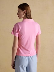 Joules Jonty Fox Pink Slim Fit Cotton Pique Polo Shirt - Image 2 of 8