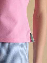 Joules Jonty Fox Pink Slim Fit Cotton Pique Polo Shirt - Image 7 of 8