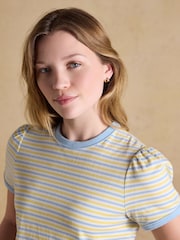 Joules Erin Blue/Yellow Stripe Short Sleeve Jersey T Shirt - Image 4 of 7