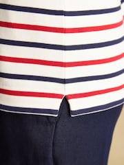 Joules Harbour Navy/Red Boat Neck 100% Cotton Long Sleeve Breton Top - Image 6 of 7