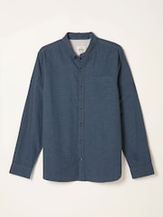 FatFace Tadlow Dark Blue Long Sleeve Herringbone Shirt - Image 5 of 5