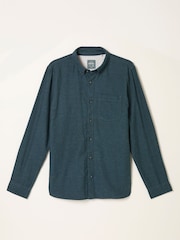 FatFace Oxlow Teal Blue Long Sleeve Plain Shirt - Image 6 of 6