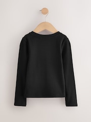 Black Long Sleeve Ribbed Top (3-16yrs) - Image 2 of 4