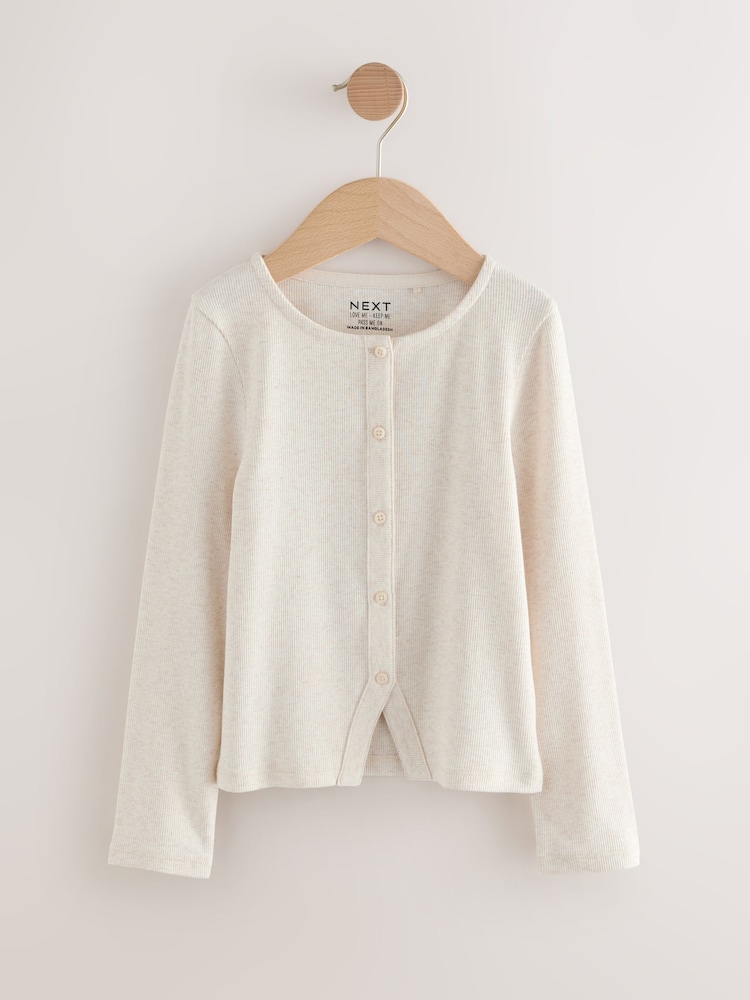Oatmeal Long Sleeve Ribbed Cardigan (3-16yrs) - Image 4 of 4