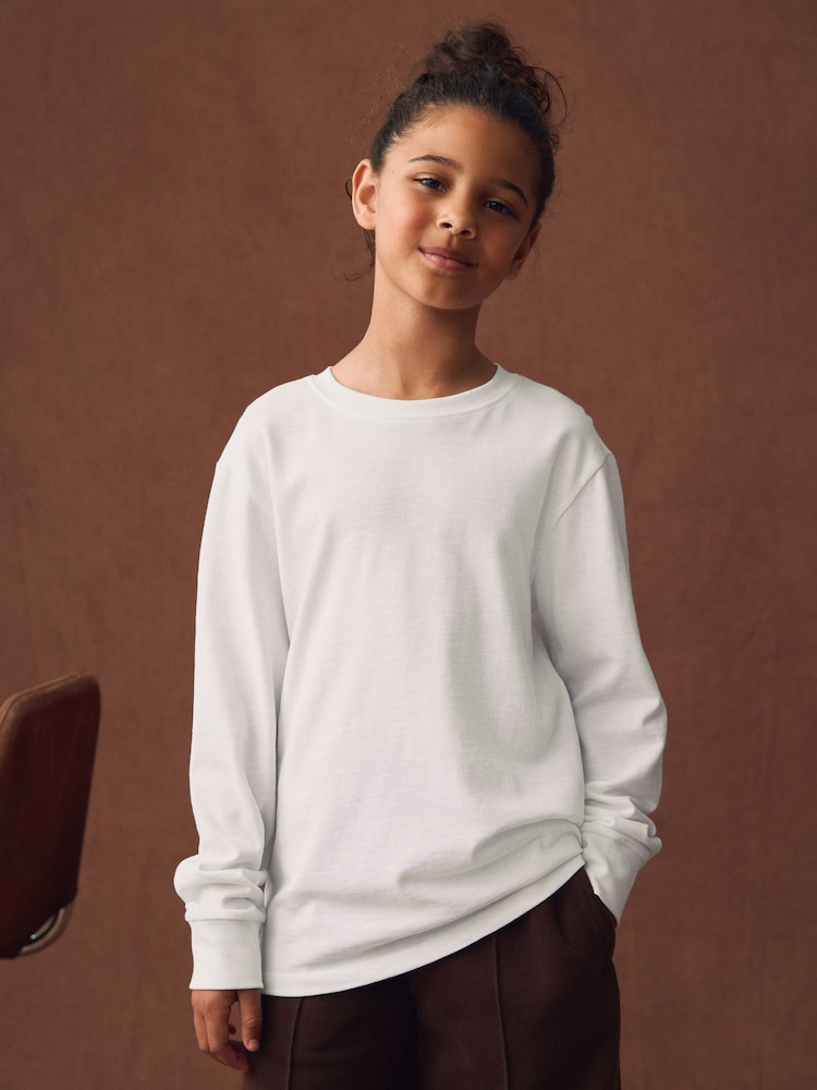 White Long Sleeve Top (3-16yrs) - Image 1 of 8