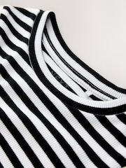 Black/White Long Sleeve Ribbed Top (3-16yrs) - Image 3 of 4