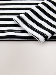 Black/White Long Sleeve Ribbed Top (3-16yrs) - Image 4 of 4