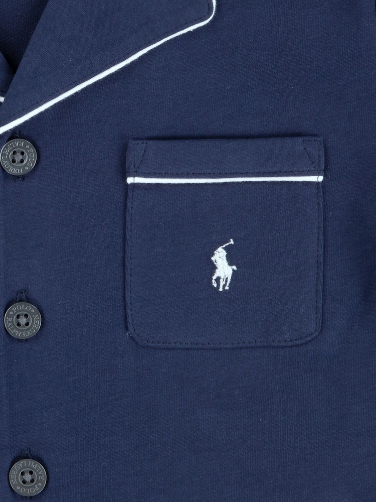 Polo Ralph Lauren Blue Jersey Short Sleeve 100% Cotton Top & Short Pyjama Set - Image 5 of 5