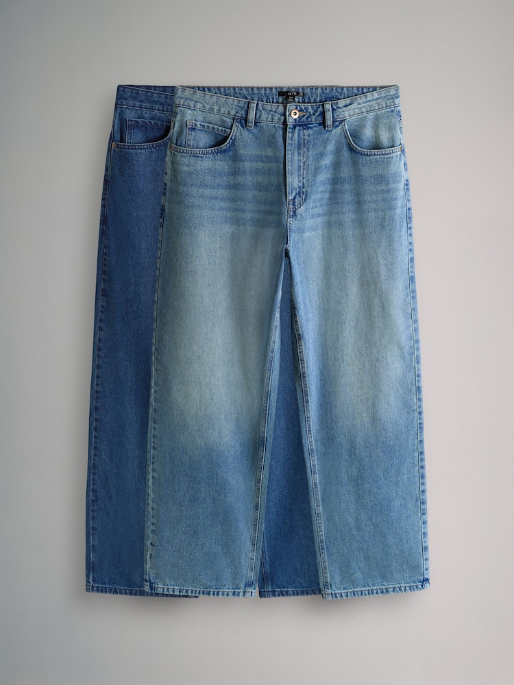 The Set Mid Blue Denim 2 Pack Baggy Fit Jeans - Image 1 of 5