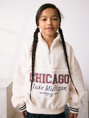 Ecru/Red Slogan Half Zip Fleece Sweatshirt (3-16yrs) - Image 3 of 8