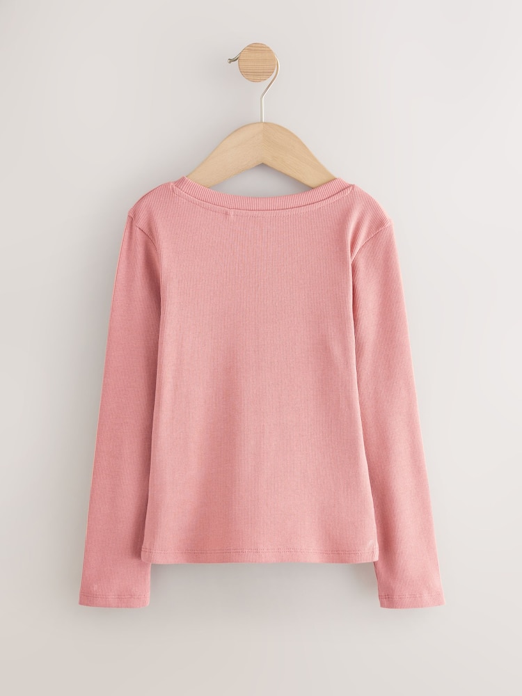 Pink Long Sleeve Ribbed Top (3-16yrs) - Image 2 of 4