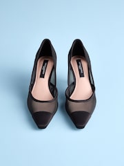 Black Mesh Tabitha Simmons x Next Mary Grace Leather Chisel Toe Court Heels - Image 6 of 7