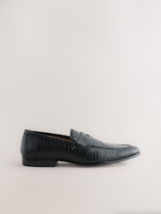 Black Embossed Leather Loafers - Image 2 of 5