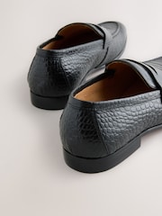 Black Embossed Leather Loafers - Image 3 of 5
