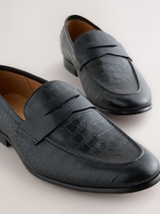 Black Embossed Leather Loafers - Image 4 of 5