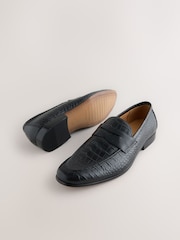 Black Embossed Leather Loafers - Image 5 of 5