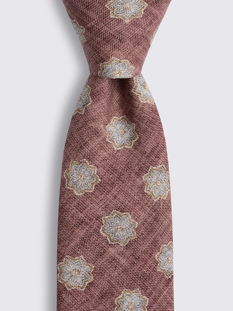 MOSS Brown Bottinelli Dusty Silk Geometric Tie - Image 2 of 2 MOSS Brown Bottinelli Dusty Silk Geometric Tie - Image 2 of 2