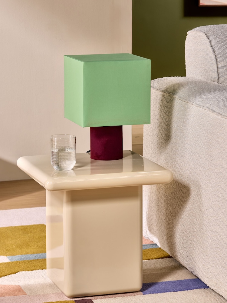 MADE.COM Green/Brown Tiana Check Table Lamp - Image 1 of 6