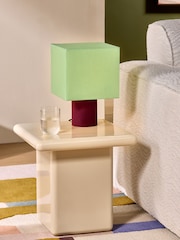 MADE.COM Green/Brown Tiana Check Table Lamp - Image 2 of 6