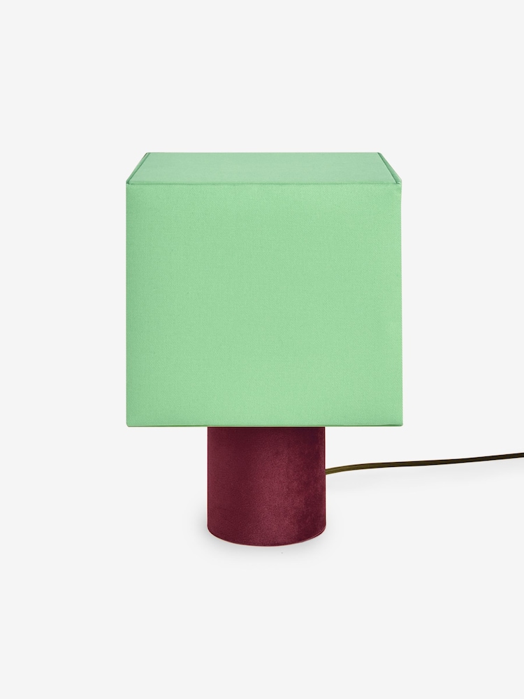MADE.COM Green/Brown Tiana Check Table Lamp - Image 6 of 6