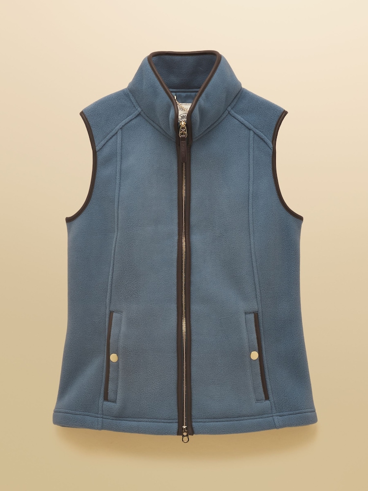 Joules Heritage Chambray Blue Fleece Gilet - Image 14 of 14