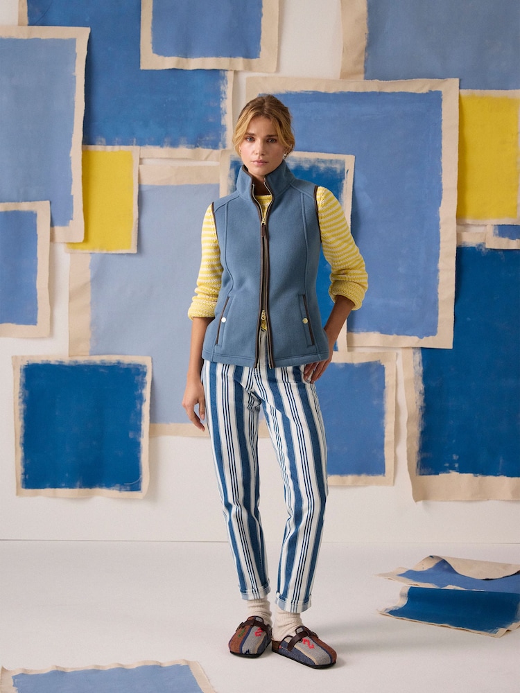 Joules Heritage Chambray Blue Fleece Gilet - Image 2 of 14