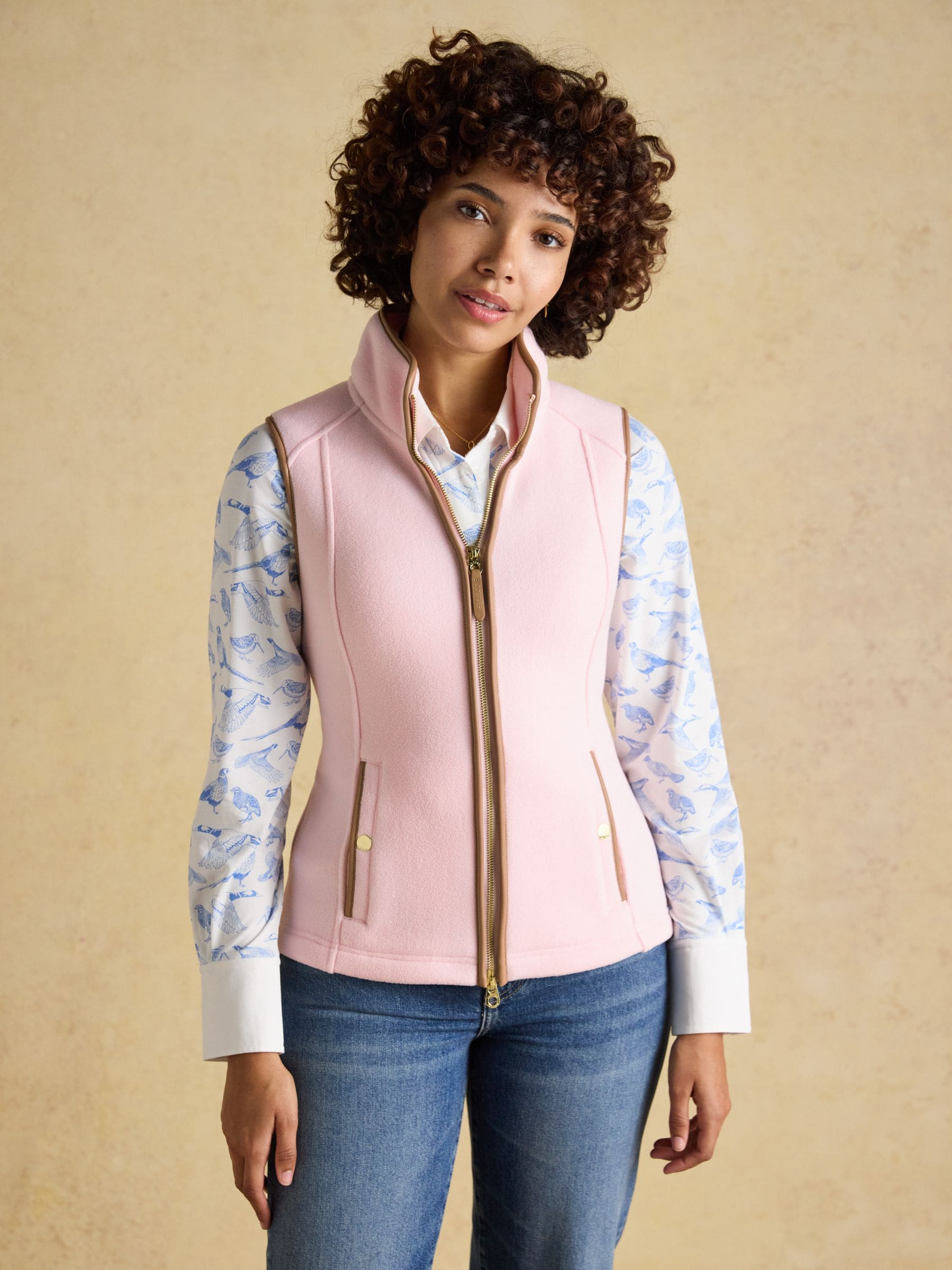 Joules Women's Light Pink Heritage Regular Fleece Gilet Size 26