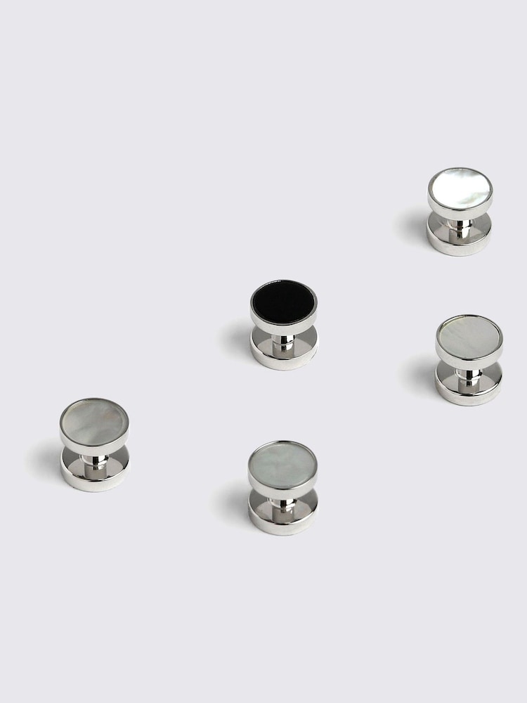 MOSS Grey Reversible Gold Onyx & Mother of Pearl Cufflinks - Image 1 of 2