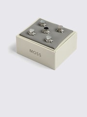 MOSS Grey Reversible Gold Onyx & Mother of Pearl Cufflinks - Image 2 of 2