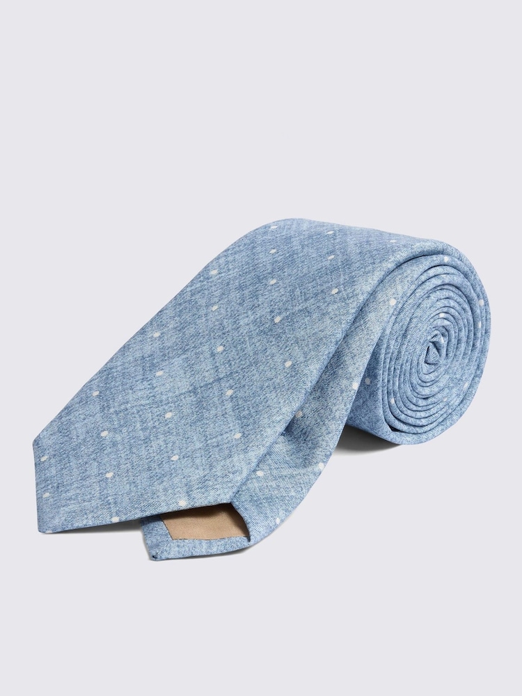 MOSS Blue Bottinelli Silk Polka Dot Tie - Image 1 of 2