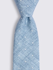 MOSS Blue Bottinelli Silk Polka Dot Tie - Image 2 of 2