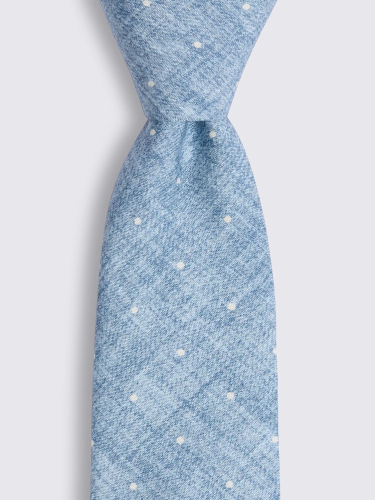 MOSS Blue Bottinelli Silk Polka Dot Tie - Image 2 of 2
