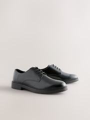 Black Hi-Shine Leather Derby Shoes - Image 4 of 7