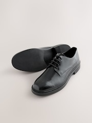 Black Hi-Shine Leather Derby Shoes - Image 5 of 7