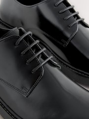Black Hi-Shine Leather Derby Shoes - Image 6 of 7