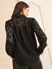Love & Roses Black Lace Long Sleeve Shirt - Image 4 of 4