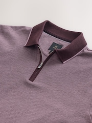 Damson Pink Slim Fit Smart Quarter Zip Polo Shirt - Image 6 of 7
