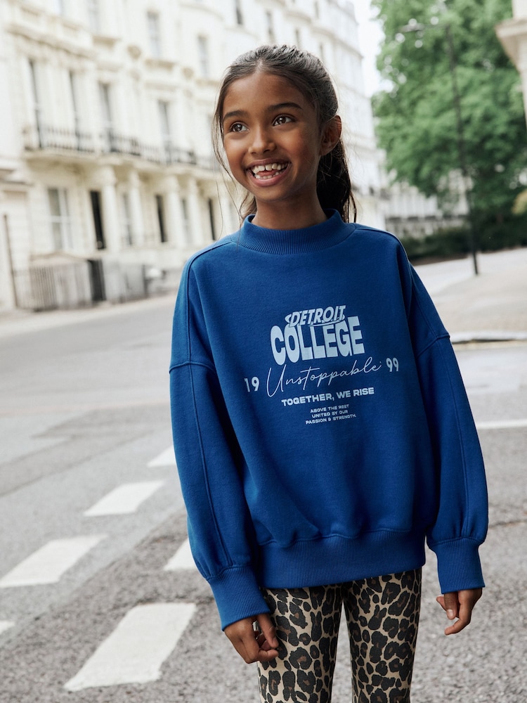 Cobalt Blue Slogan Sweatshirt (3-16yrs) - Image 1 of 5 Cobalt Blue Slogan Sweatshirt (3-16yrs) - Image 1 of 5